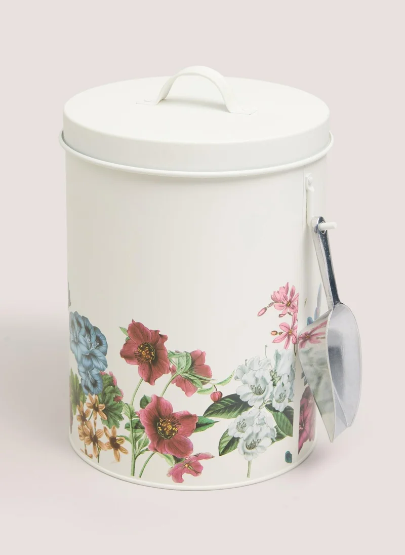Matalan Round Floral Print Tin White